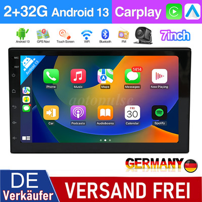 DAB+ Android 13 Autoradio 2+32G CarPlay Bluetooth 7Zoll 2DIN GPS WLAN RDS USB EQ