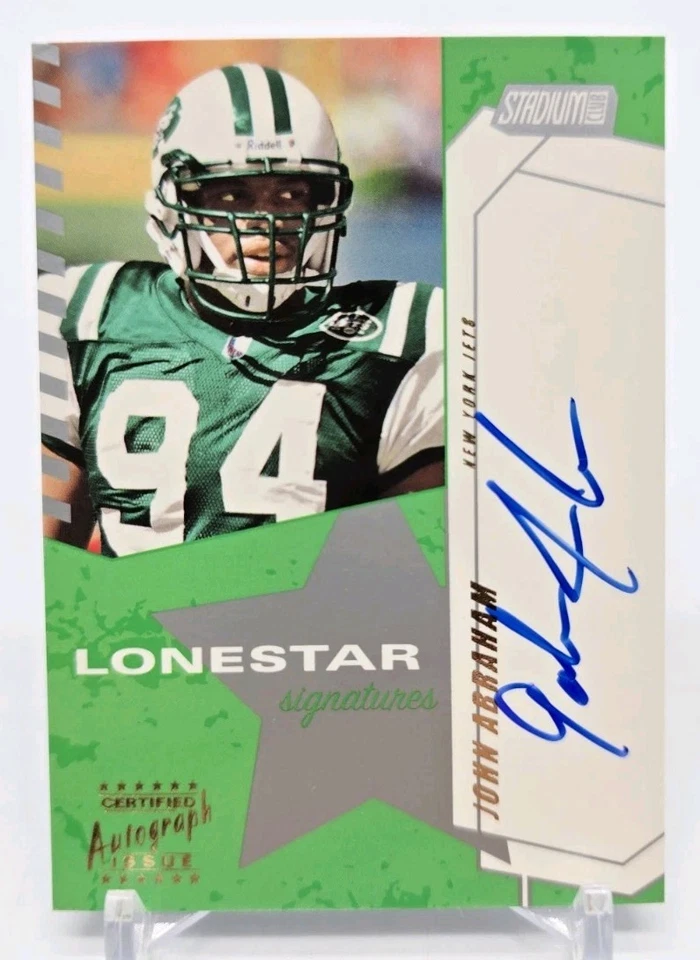 2002 Topps Stadium Club John Abraham Lonestar Signatures Auto New York Jets NFL Foto 2 de 4
