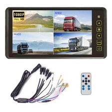 AHD 9 inch Quad Split Mirror Monitor Work with 1080P Bakcup Camera fit for Truck