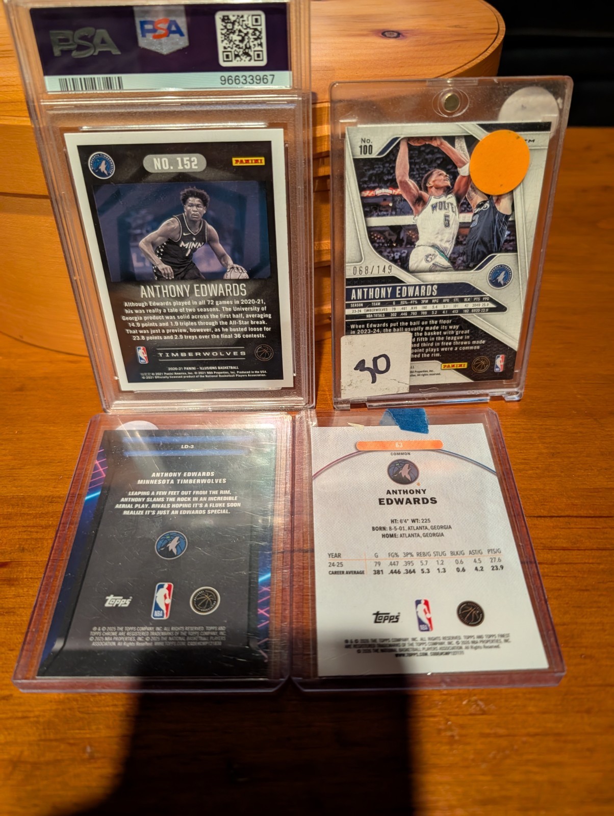 2025-26 Topps Chrome Anthony Edwards Purple Refractor Geometric /75 PSA 10 RC  view 7
