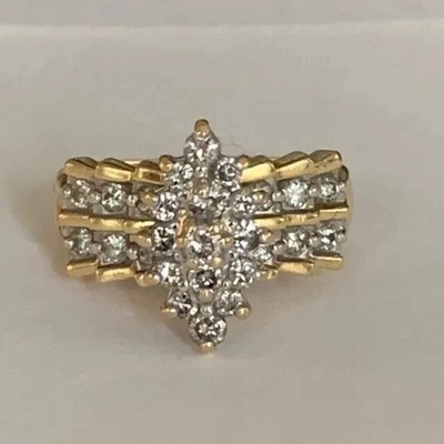 Cluster-Verlobungsring 3 kt Rundschliff Laborgefertigt Diamant 14 kt Gelbgold plattiert
