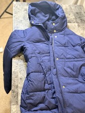 Crewcuts Girls Navy Blue Puffer Jacket Hooded Full Zip Quilted Coat Size L