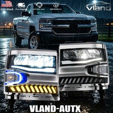 Vland Led Drl Headlights Wdynamicsequential For 2016-2018 Chevy Silverado 1500