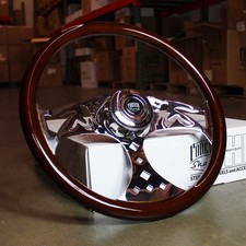 18 Wood Steering Wheel Pinup Girl 5-bolt Freightliner Kenworth Peterbilt