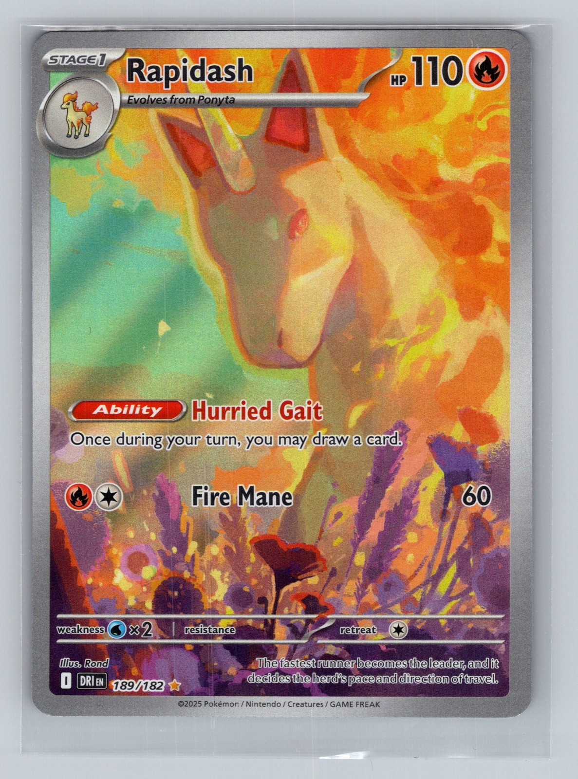 Rapidash Illustration Rare Pokemon TCG SV10: Destined Rivals 189/182 NM