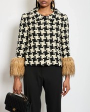 40IT - Valentino Macro faux-fur trimmed wool-blend tweed jacket - BNWT