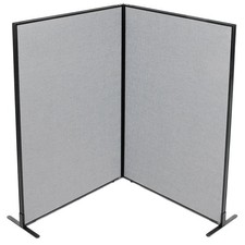 48-1/4"W x 72"H Freestanding 2-Panel Corner Room Divider Gray