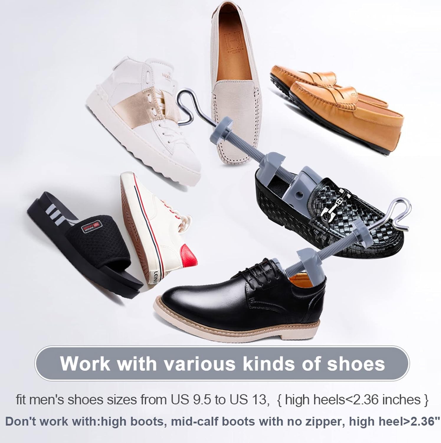 LANNEY Shoe Stretcher for Women & Men L US Size9.5-13, Grey 