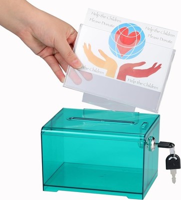 Adir Suggestion Box with Slot and Lock   Acrylic Donation Box for Fundraising...