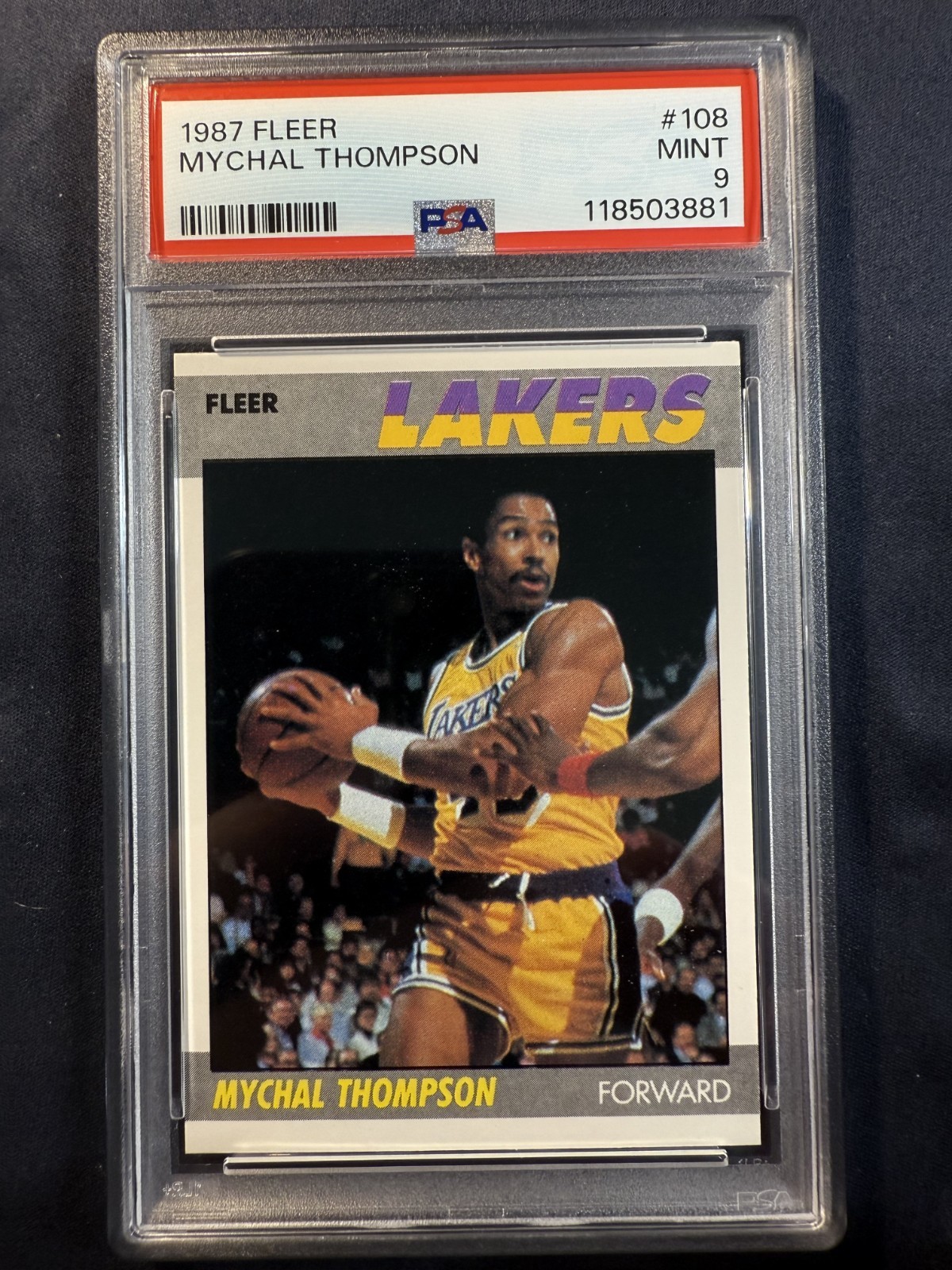 1987 Fleer #108 Mychal Thompson Los Angeles Lakers PSA 9 MINT