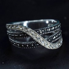 Size 6.5, vintage Sterling silver handmade ring, 925 band with marcasite detail