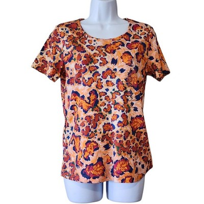 NEW Rebecca Malone Womens Top Size S Orange Wild Fire Short Sleeve Tee