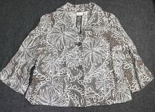 Kim Rogers Brown/Turquoise/Cream Lightweight Linen Blazer Size Medium