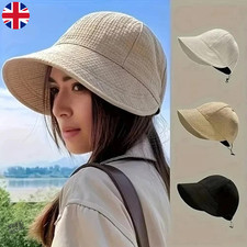 Women Ladies Summer Wide Brim Foldable Sun Hat Anti-Uv Beach Visor Caps Hats UK
