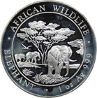 2012 Somalia African Wildlife Elephant 1 oz 999 Fine Silver 100 Shillings BU Coi