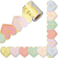 32.8ft Valentine's Day 3D Heart Bulletin Board Borders Creative Colorful Gold Fo