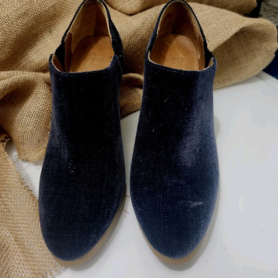 Женские бархатные ботильоны Castañer 1927 темно-синие на танкетке размер 39 США 8,5 сделано в Испании - Изображение 2 из 4