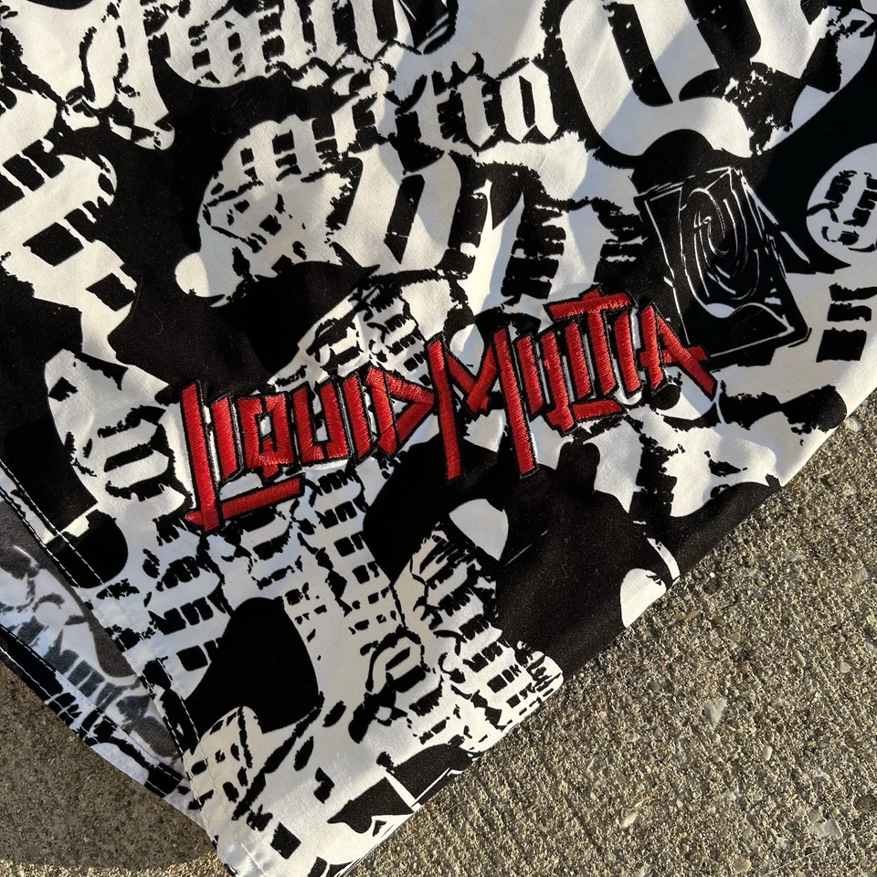 Y2K Liquid Militia Board Shorts Men's 36 Grunge Skater Surf Trunks - Image 2 of 4