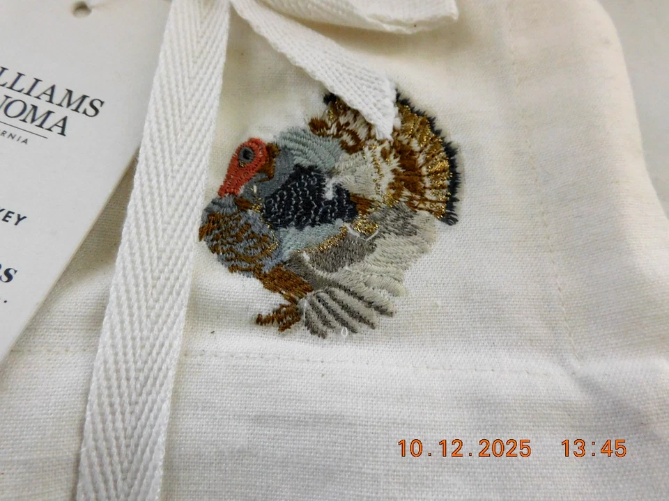 Nuevo con etiqueta Williams Sonoma bordado Plymouth servilletas de cena 20" Acción de Gracias Foto 2 de 4