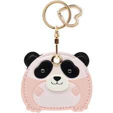 MC Fashion Cute Panda Keychain Holder for AirTag, PU Leather Standard, Pink