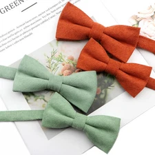 Soft Suede Bow Tie Set for Men and Kids Red Green Blue Parent Child Neckwear Use