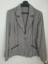 Size 14 (eur 42) Jensen Cotton Navy Striped Blazer Style Jacket