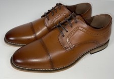 NIB Boy  s Men  s Stacy Adams Dickinson Cap Toe Oxford Dress Shoes Cognac 7 M