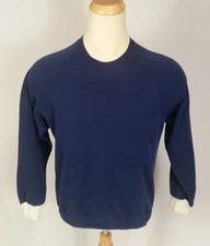 White Cuffs Vtg distressed blank blue Sweatshirt USA 50/50 70s 80s XL/L two tone