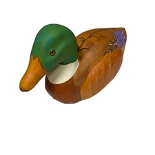 Vintage J. C  Life- Like Mallard Duck Decoy- Decor, 13.5” L  x 6.5” H