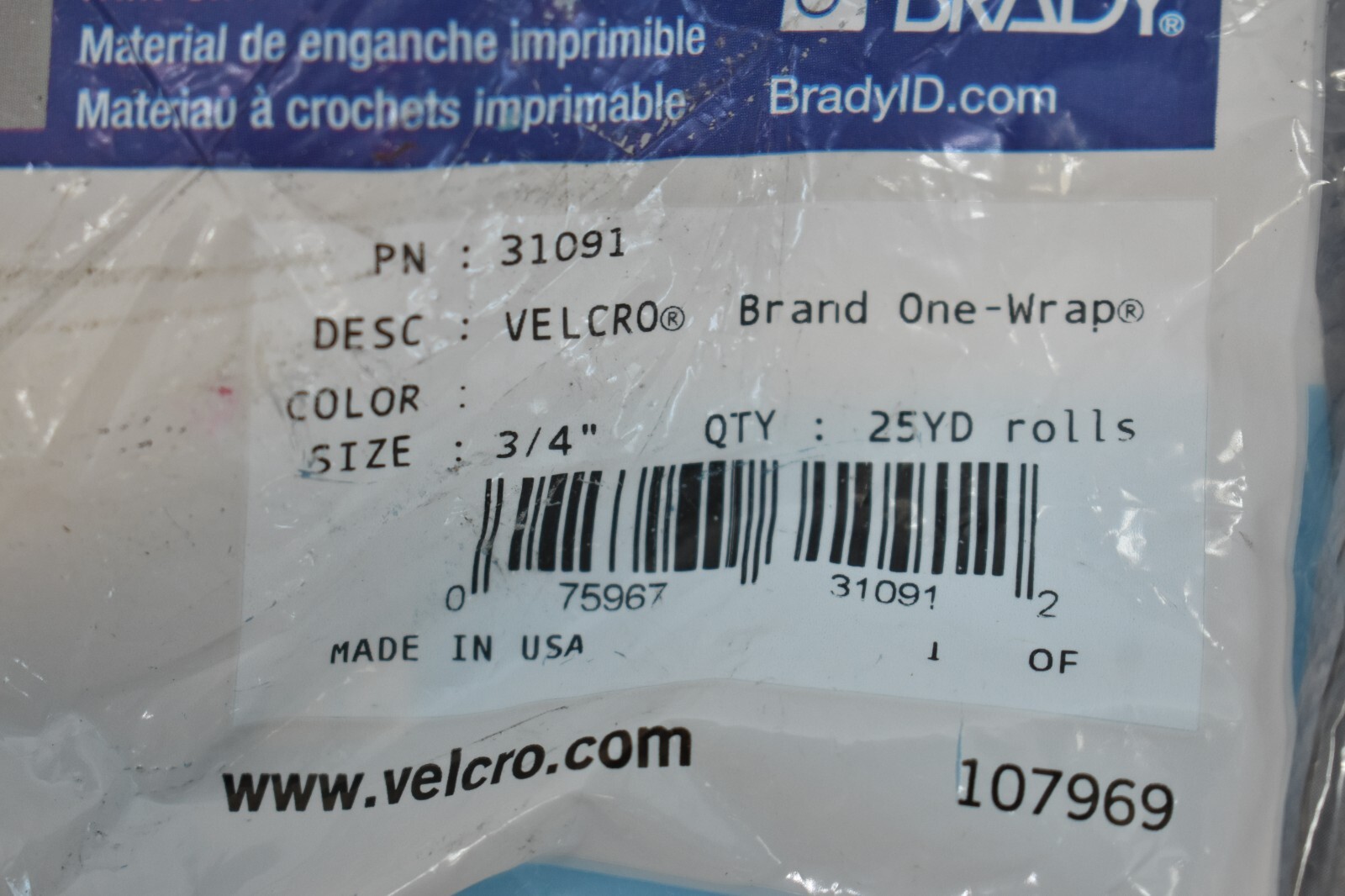 Velcro One Wrap Tape Professional Series 25 Yards x 3/4" White 31091 Genuine OEM