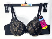 NWT Maidenform 34A Love the Lift All Over Lace Push Up Bra DM9900 Black & Beige