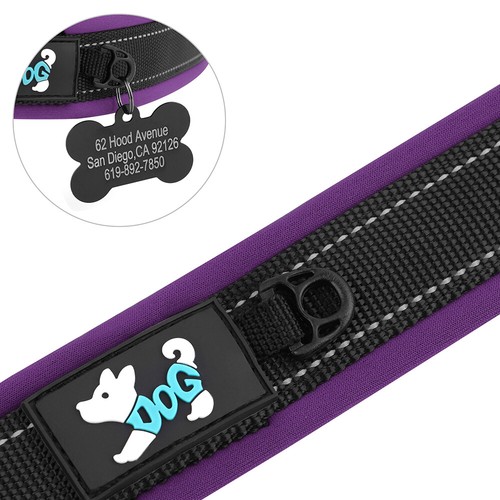 Nylon Personalised Dog Collar Custom Name Phone Number Adjustable Pet Collars - Picture 49 of 84