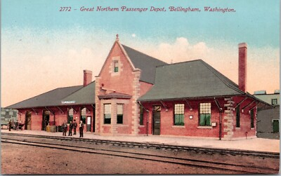 #ad Great Northern Depot Bellingham Washington 1907 1915 divided back Postcard $7.64
