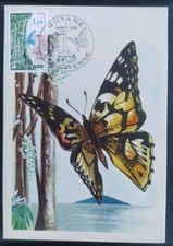 Carte premier jour timbre France N° 1865A Papillon oblitéré Cayenne Guyane 1976