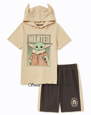 NWT Baby Yoda Boys Hoodie T Shirt Shorts Set Star Wars The Mandalorian Pant  Girl