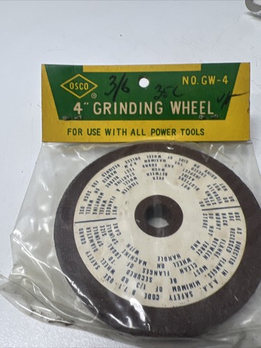 VINTAGE TOOL 4” GRINDING WHEEL OSCO JAPAN TOOLS MANCAVE ADVERTISE