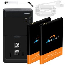 Grade A 2 x 3920mAh Battery Universal Charger Cable stylus for LG Harmony M257