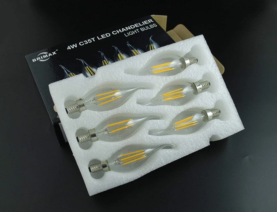 BRIMAX Dimmable E12 LED Candle Light Bulbs C35T 2700K Chandelier Bulbs, 6 Pack - Image 3 of 4