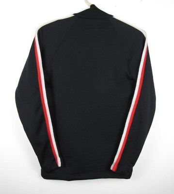 IceBreaker Women's XS Black Merino Wool Full Zip w/ Red White Arm