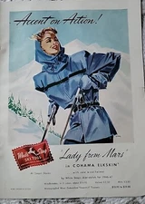 1946 Womens White Stag Ski Togs Lady From Mars Cohama Elkskin Vintage ad