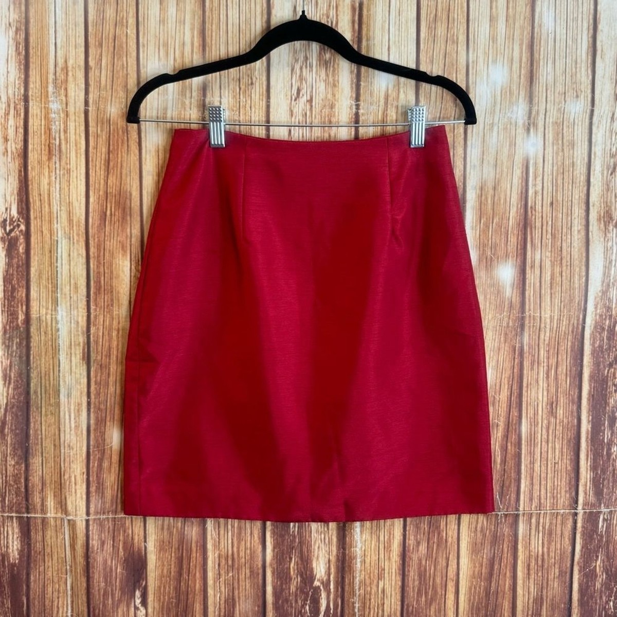 Dawn Joy Vintage Women's Red Satin Pencil Mini Skirt Size 5/6
