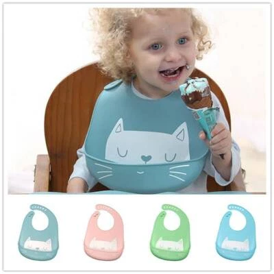2er Set Baby Kleinkinder Lätzchen Silikonlätzchen Babylätzchen mit Auffangschale - Bild 1 von 4