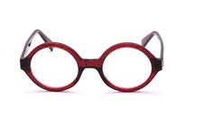 Runde Unisex Brille aus Dunkelrotem Acetat mit Reliefartiger Oberfläche Mod. Ale