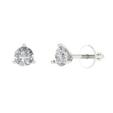 White Sapphire Stud Earrings for Women, Screw back 0.5 cttw, 4.0mm, Round-Cut 
