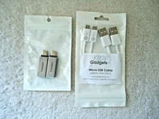 Lot Of 2 " NIP " Items,1,2 Pack Micro USB Cables,1,2 Pack USB-C To USB 3.0 Adapt