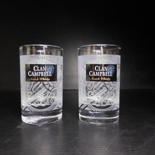 N24.270 Clan Campbell scotch whisky 2 verres alcool art déco table bistrot blanc