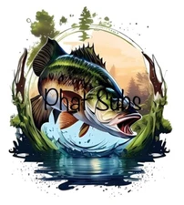 Sublimation Print Bass Circle Fishing Ready to Press Heat Transfer
