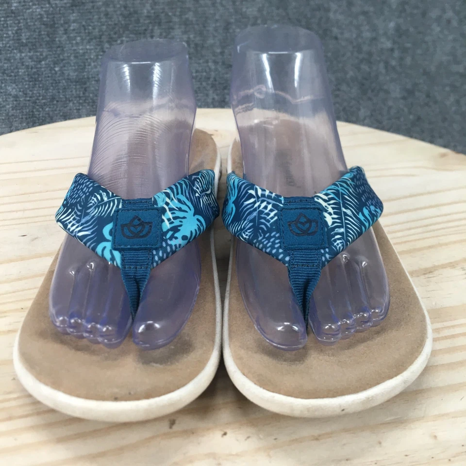 Sandalias Spenco Mujer 7.5 B Victoria Chanclas Tanga Multicolor Puntera Poste Hoja Foto 4 de 4