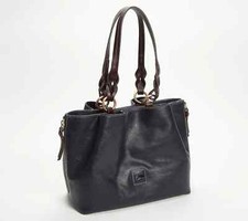 Dooney  Bourke Florentine Leather Large Zip Barlow Satchel in Navy - Brand New