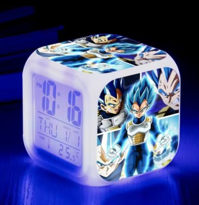 Clock Dragon Ball Alarm Vegeta LED 7 Colors Super Sayan Blue Night Deco